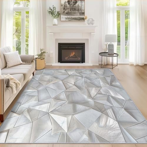 Tapis de salon géométrique moderne 80x150 poil ras antidérapant - 4