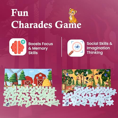 Image of I Am A Pro | Animals in The Forest & at The Farm 96-Piece Floor Puzzles | Jigsaw Puzzle for Kids 3+ Years with Fun Charades Game | Educational Puzzle Combo | Animals Jigsaw Puzzle for Kids