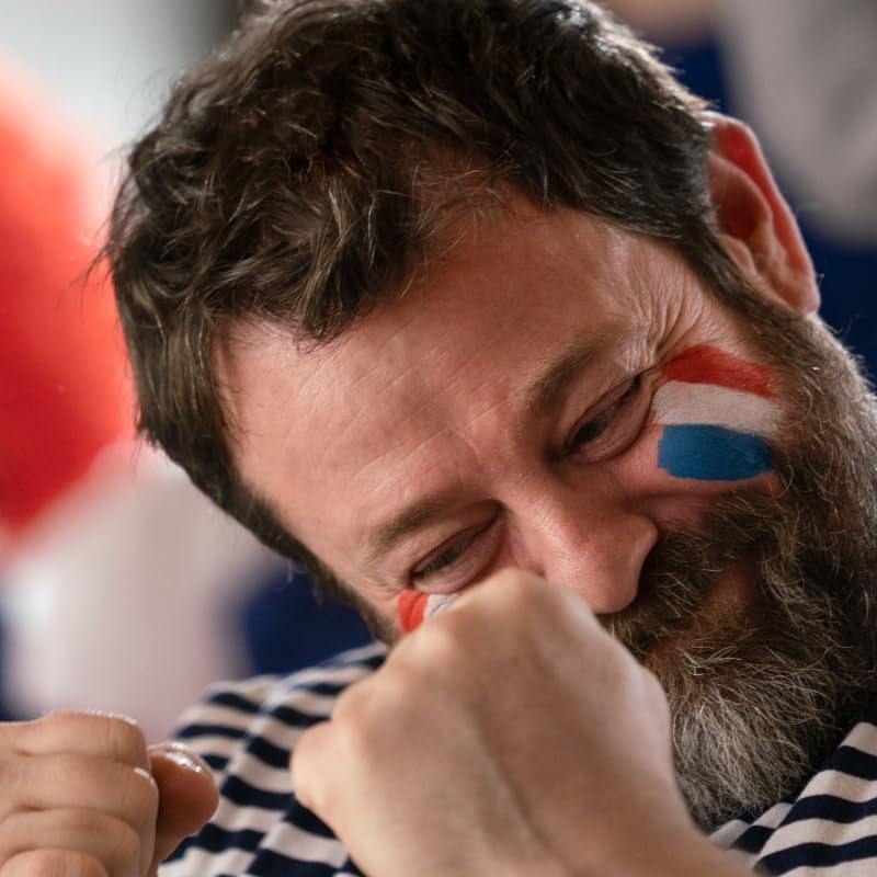 Kit Supporters Français - Drapeau Cape & Stick de Maquillage Bleu-Blanc-Rouge France