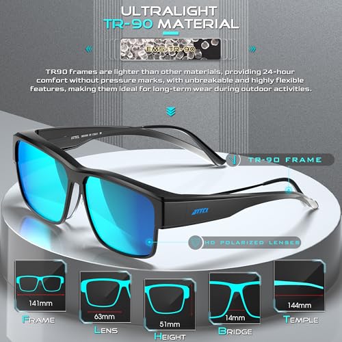 ATTCL Polarized Fit Over Sunglasses for Men Women, Oversized Square UV400 Sun Glasses for Driving, Fishing3