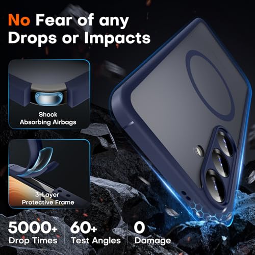Image of TOCOL Magnetic for Samsung Galaxy S25 Case, Upgraded Full Camera Protection, Compatible with Magsafe, Drop Protection Slime Clear Back Cover for Samsung Galaxy S25 6.2-Inch (Blue)
