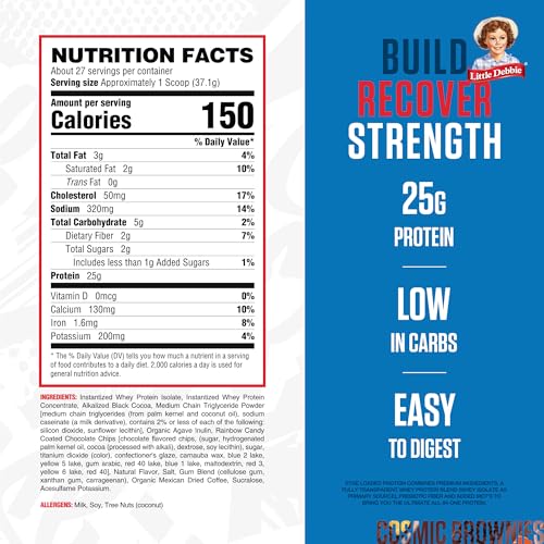 Image of RYSE Loaded Protein Powder - Little Debbie Cosmic Brownie - 25g Whey Protein Isolate & Concentrate with Prebiotic Fiber & MCTs - Low Carb, Low Sugar, Digestive-Friendly - 27 Servings / 2 lb Tub