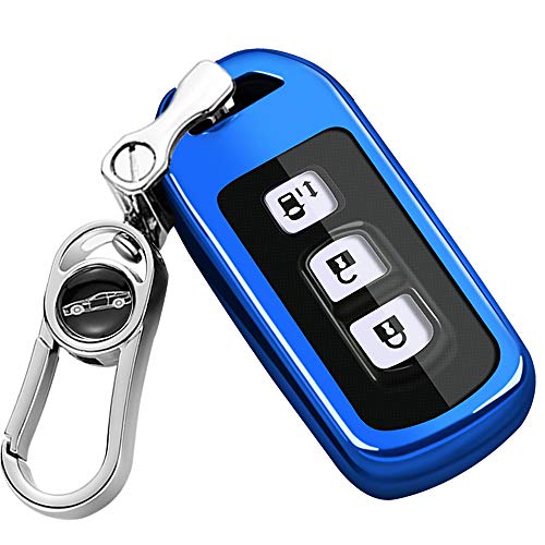 Hondaインテリジェントキーケース N-BOX に適し高級 TPU 軽量 シリコン ていますスマートキーケース 傷のつきにくい 防塵 キーホルダー, N-BOX+ プラス Nワゴン N-WGNカスタム N-ONE N-BOX SLASH スラッシュ N-VAN +STYLE ホンダ Nシリーズ専用 キーケース キーホルダー-ブルー