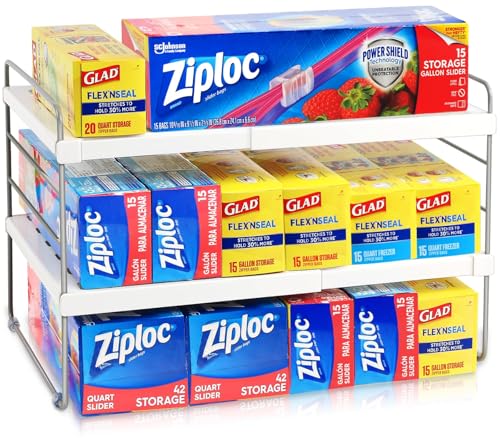 JUPELI Foil and Plastic Wrap Organizer, Expandable Kitchen Pantry Storage, Height Adjustable Cabinet...