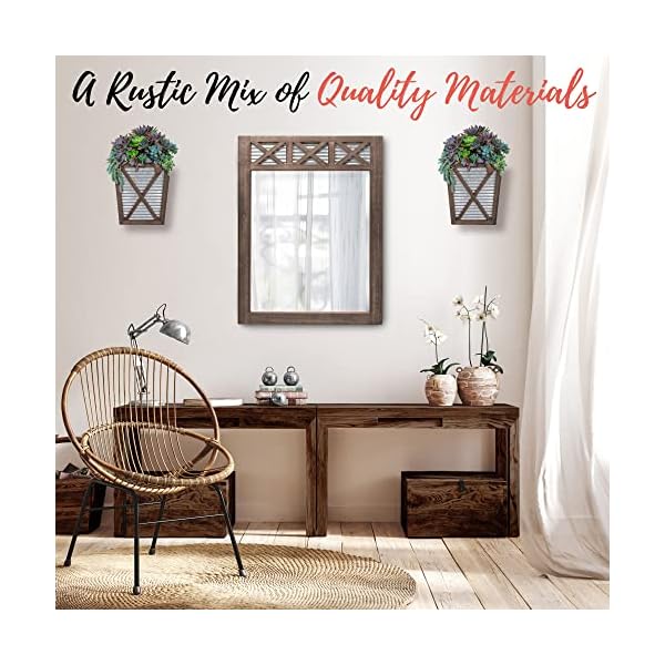   Autumn-Alley-Farmhouse-Bathroom-Mirror-Rustic-Mirror-Vanity-Bathroom-and-Bedroom-Mirror-Wall-Country-Farmhouse-Decor-Mirror-Barn-Door-Wood-Galvanized-Metal-Small-Size-20-x-28-Brown