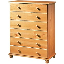 Maison Du Monde Comoda Cajones Dogar Altea Comoda 6 cajones, Pino, Miel, 100x78x39 cm