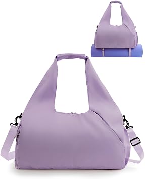 RHDZO Gym Bag for Women with Shoe and Wet Compartments, Yoga Mat Holder | Travel Duffel Bag with Water Bottle Holder, Weekend Overnight Bag for Workout Sport Dance Pilate, Detachable Shoulder Strap