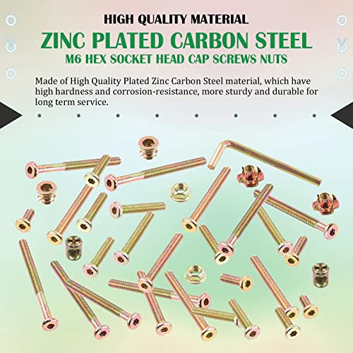 Keadic 181 Pcs M6 Zinc Plated Furniture Screw Hardware Replacement Kit Contains Hex Socket Cap Bolts Barrel Nuts - Image 3