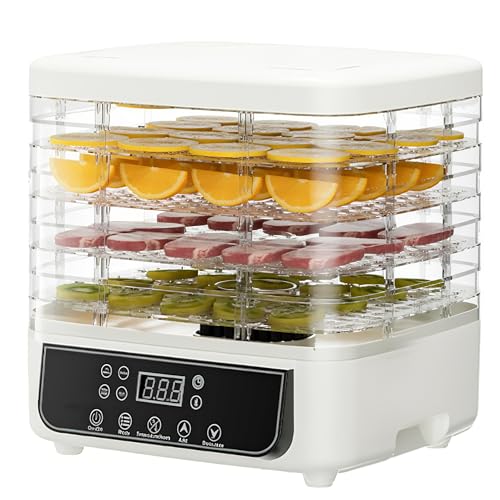TCCHDM Food Dehydrator Machine 5 Trays Food Dryer Timer and Temperature Control Dehydrators for Food and Jerky Herbs Meat Fruit Dog Treats