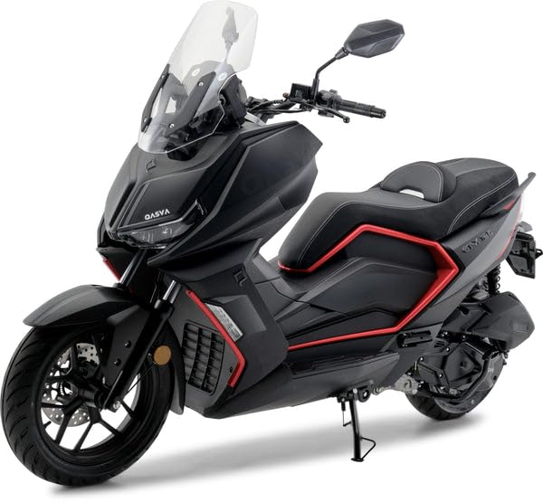 Burnout |QASVA GT-X 125 Motorroller 125 ccm, motorisiert, ADV-Design, EFI Euro 5+, Wasserkühlung, LED, 7 Zoll TFT, Keyless Go, Navi, Start-Stop, 14/13-Zoll, 13 L Tank – Dark Fire