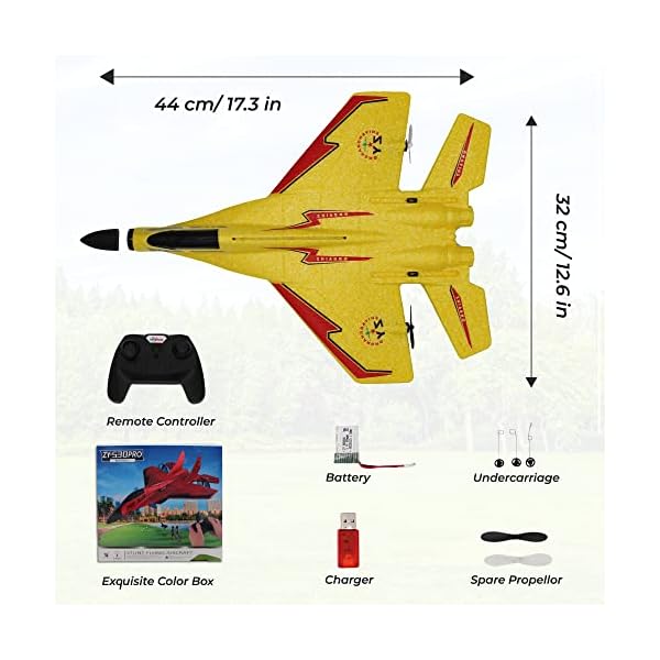 ZhiYang ZY-530Pro Modellflieger 2.4GHz Flugbereites, ferngesteuertes Flugzeug für Kinder und Anfänger (Gelb) – Bild 4