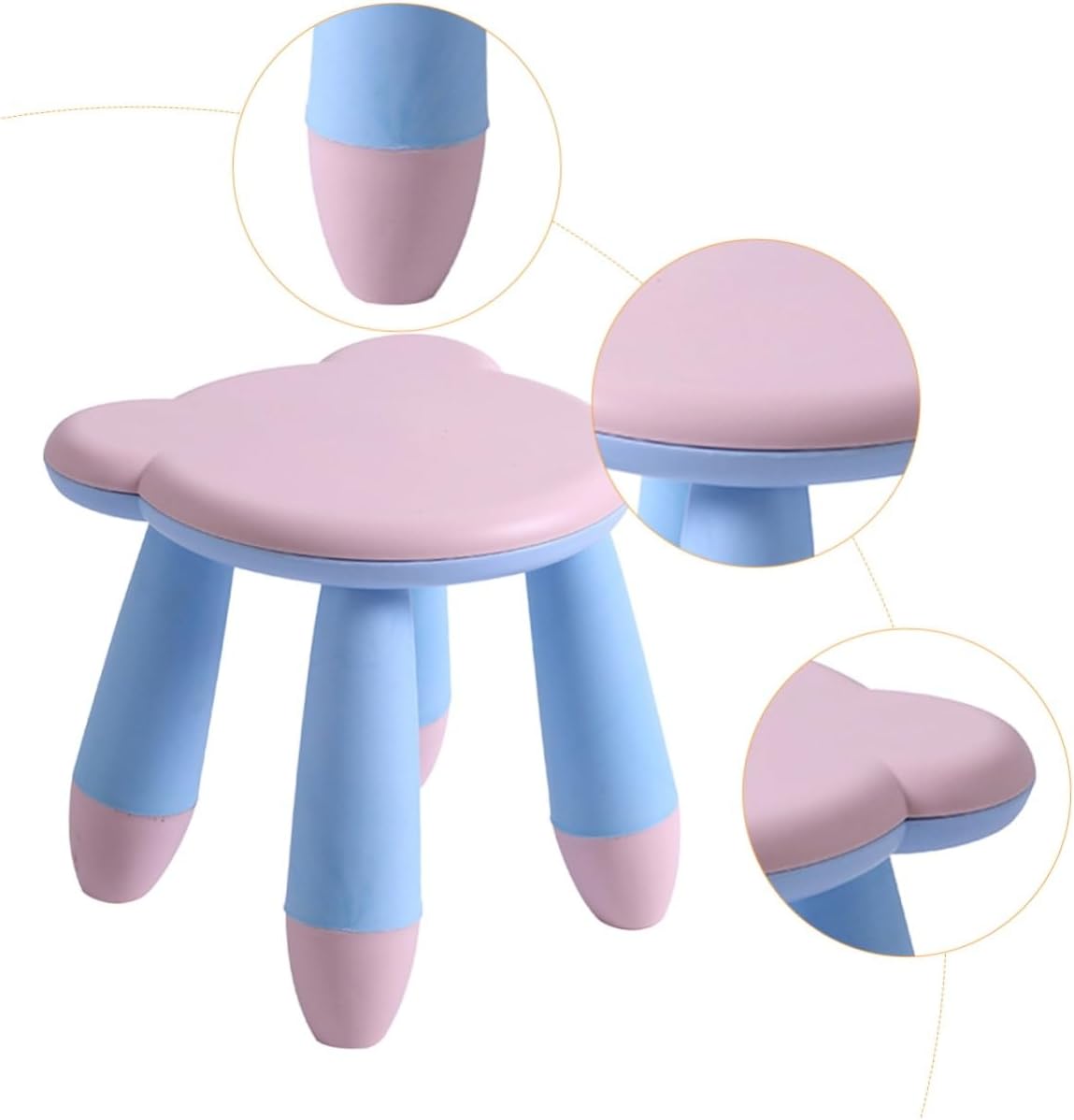 Luxshiny Blue Bear Children Stool PP Non Slip Rounded Edge Sitting Seat