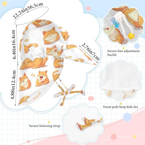 Infant Sun Hat Toddler Boy Beach Bucket Hat Girls UV Protection Wide Brim Traveling Camping Hat A Set of Cute Orange Fat Cat4