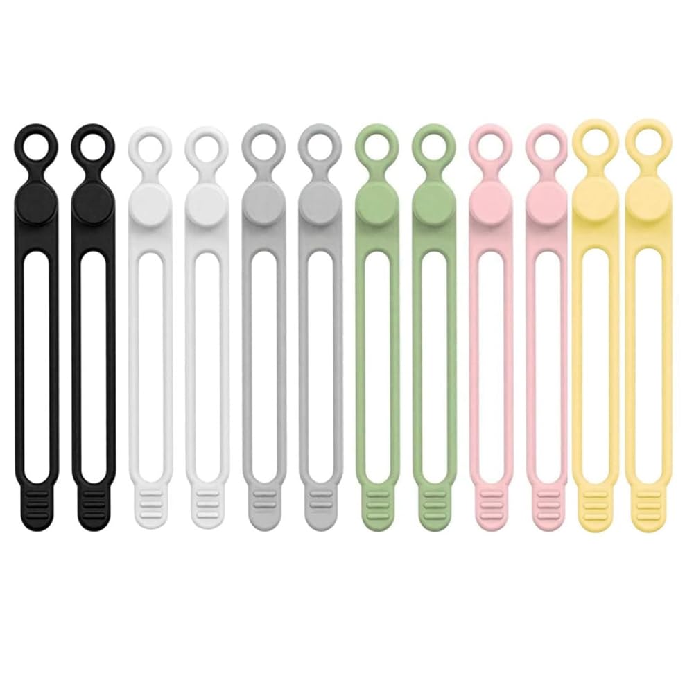 Jnchdghwa As Shown Data Cable Organizer Silicone Cable Ties Multipurpose Elastic Cord Organizer 12Pc