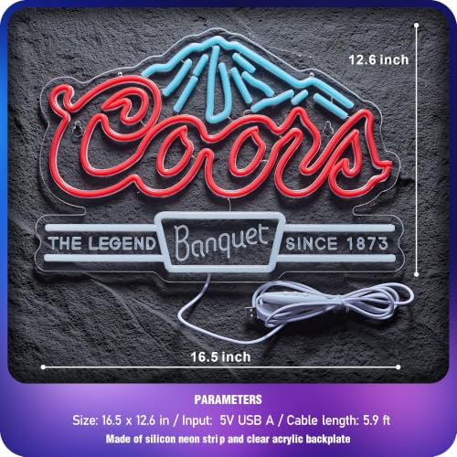 Image of Crs Banquet Beer Neon Sign Bar Led Light for Wall Decor | USB Powered Neon Sign with Dimmer for Man Cave Bar Pub Restaurant Party Gift Wall Art, Size: 16.5 X 12.6 Inch