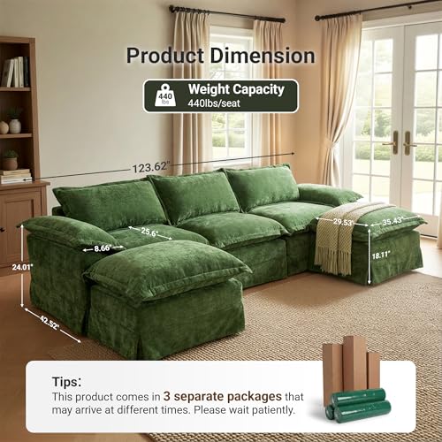 Image of Claiks 123 inch Oversized Boneless Couch, Modular Sofa, Beige