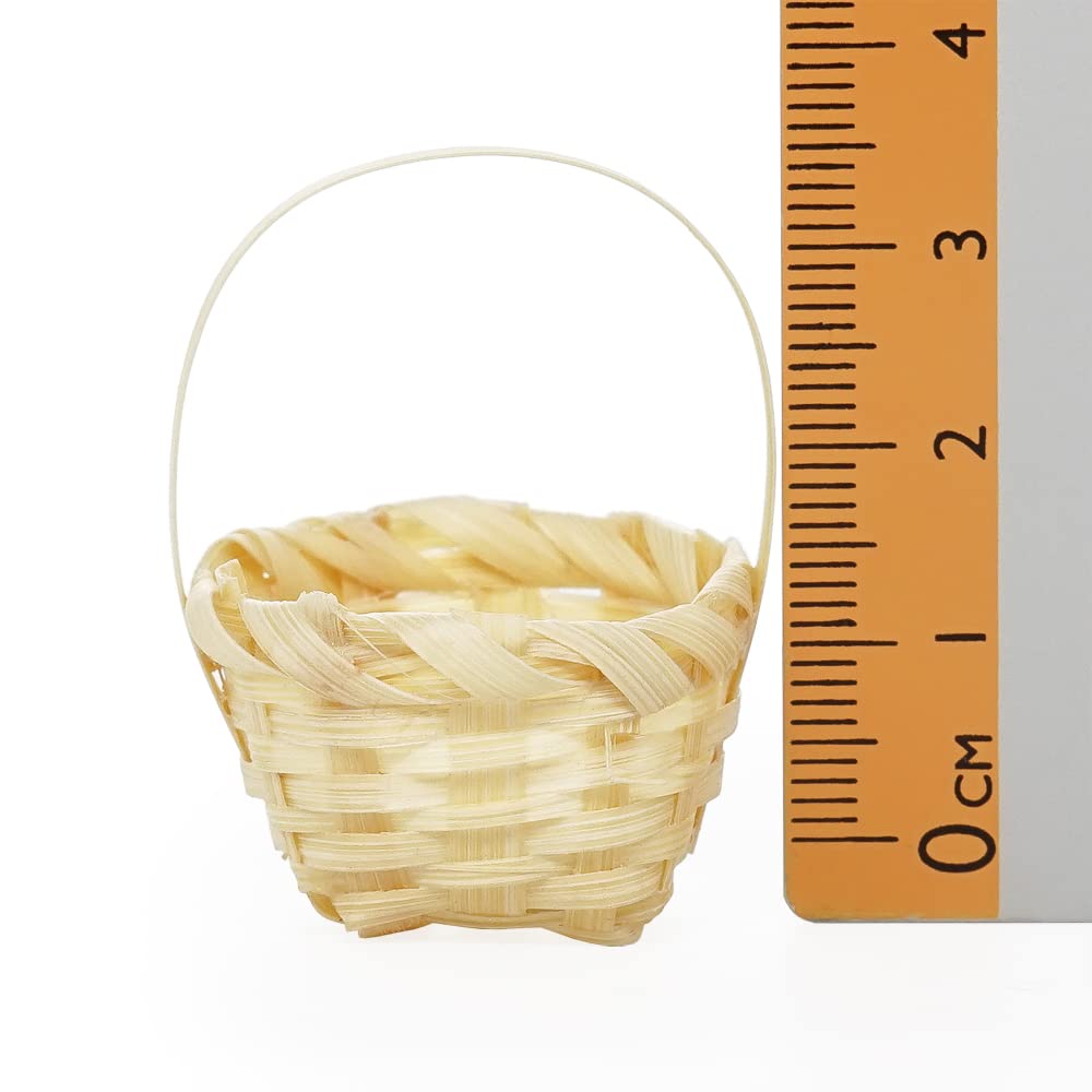 Odoria Miniatur Korb 1/12 Für Puppenhaus – Aus Bambus, 3x2,5x4 Cm, Deko Für Küche Oder Esszimmer