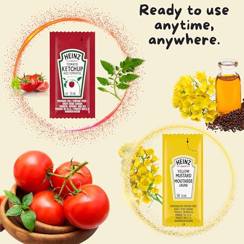 Image of Heinz Condiment Packets Ketchup and Mustard (100 Total; 50 Each Flavor)