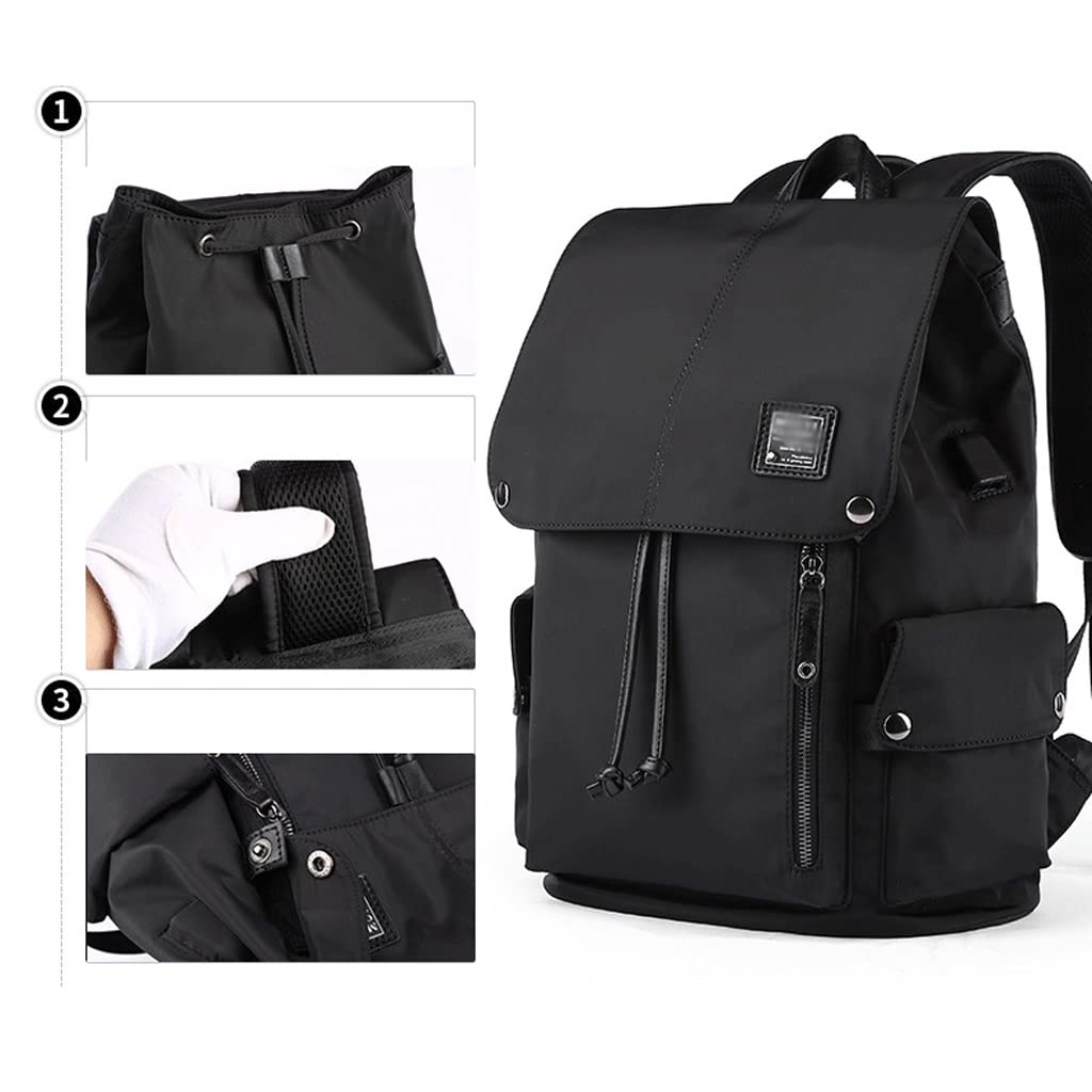 Amazon.co.jp: レトロ ラージブラックナイロンリュックサック、15