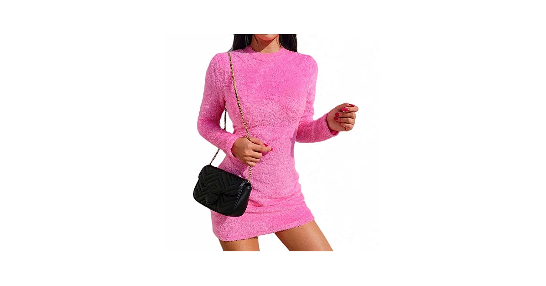 Amazon.com: NewfancyWomen Fuzzy Long Sleeve Stretchy Fitted