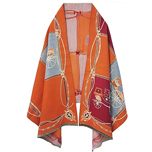 EXTREE Scarfs for Women Pashmina Silky Shawl Wrap for Evening Dressing Blanket Open Front Poncho Cape A Chinese Style Caramel Rice