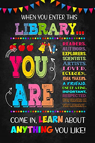 Jinniee When You Enter This Library Poster, Library Rules Poster, Motivational Poster, Library Decorations, Back to School Poster Decorations for Teachers, Students