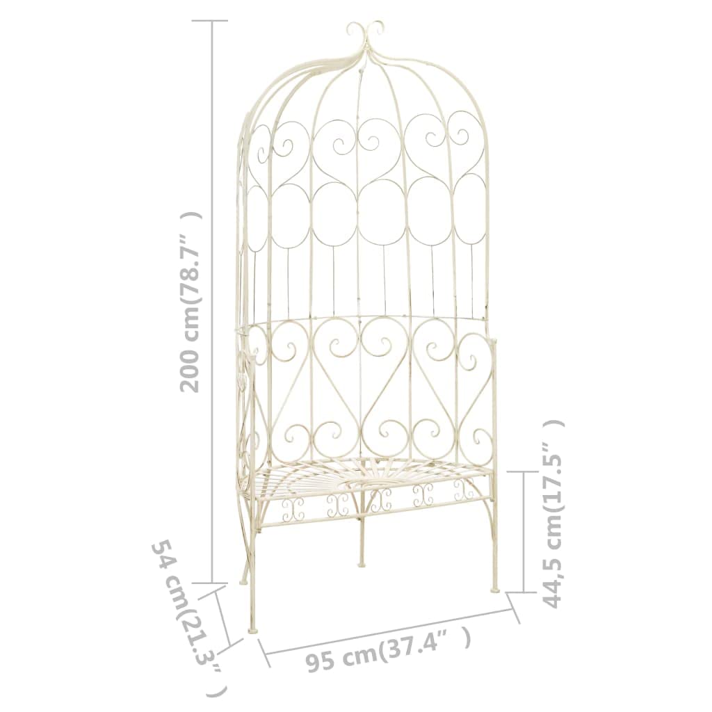 vidaXL Banco de Jardín Aspecto Antiguo Decoración Asientos Mobiliario del Exterior para Terraza Patio Porche Balcón Muebles Hogar 95 cm Hierro Blanco