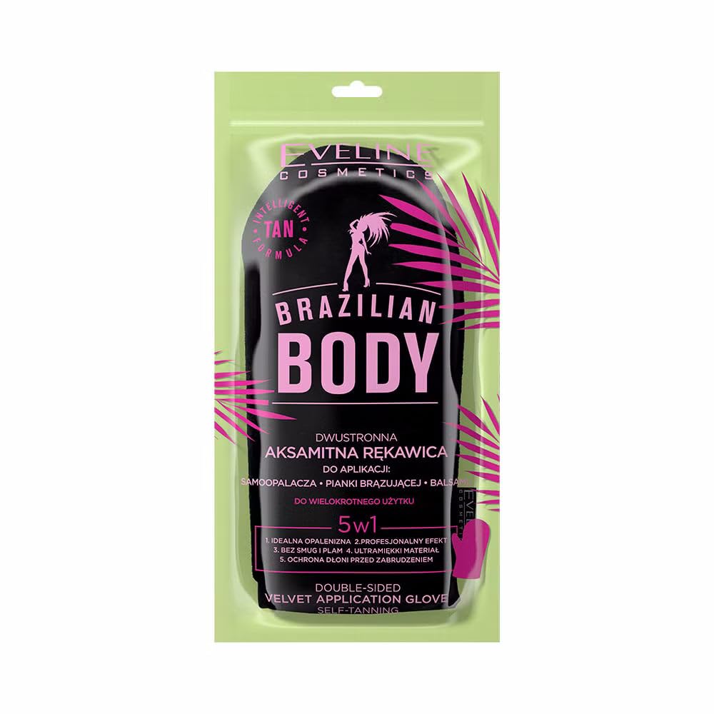 Eveline Cosmetics Brazilian Body Double Sided Exfoliating and Moisturizing Glove with Soft Microfiber