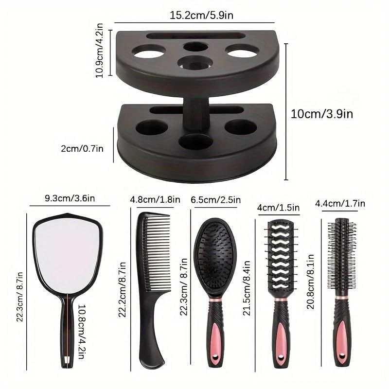 Set de 5 Peines y Cepillos con Espejo y Soporte miniatura 4