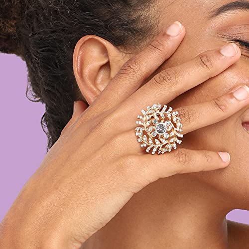 Image of SOHI Cocktail Ring for Women & Girls, Chunky Ring, Finger Ring, adjustable ring, Ladies Ring, Gold Plated Ring, aesthetic jewellery, hand ring for women