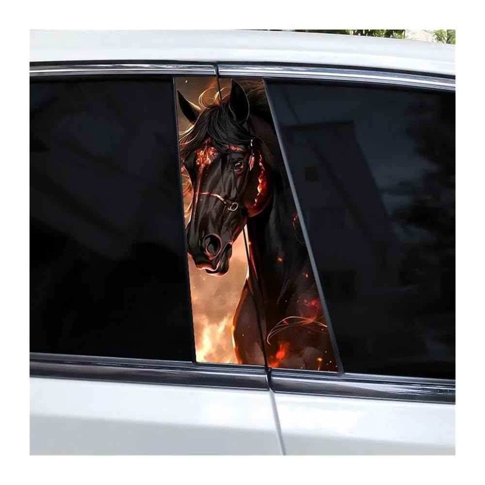 Body Parts 2pcs Running Horse Car B-Pillar Waterproof Decal Covering Scratches(C)