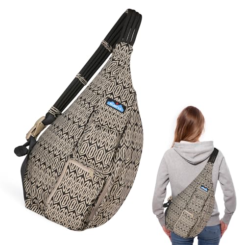 Image of KAVU Rope Sling Bag - Large Crossbody Bags for Women & Men | Hands Free, Cross Body for Travel, Hiking & Everyday Carry, with Padded Back, Adjustable Rope Strap & Cotton Canvas