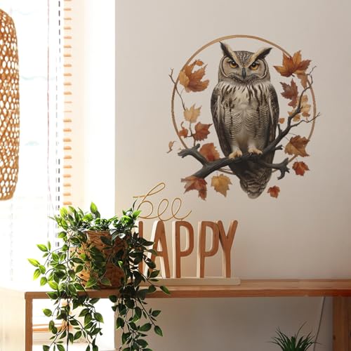 Vinilo decorativo búho de acuarela otoño, removible e impermeable miniatura 5