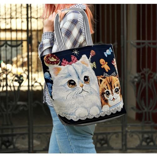 Bolso Tote Estético de Lona con Cremallera y Bolsillo Interno miniatura 2