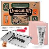 Linoleum Blocks for Printmaking, Stamp Carving Linocut Kit, Linocut Tools Block Screen Printing Kit with Cutters Carving Tools, Linocut Block, Printing Ink, Brayer Roller, Baren for Beginners DIY Gift
