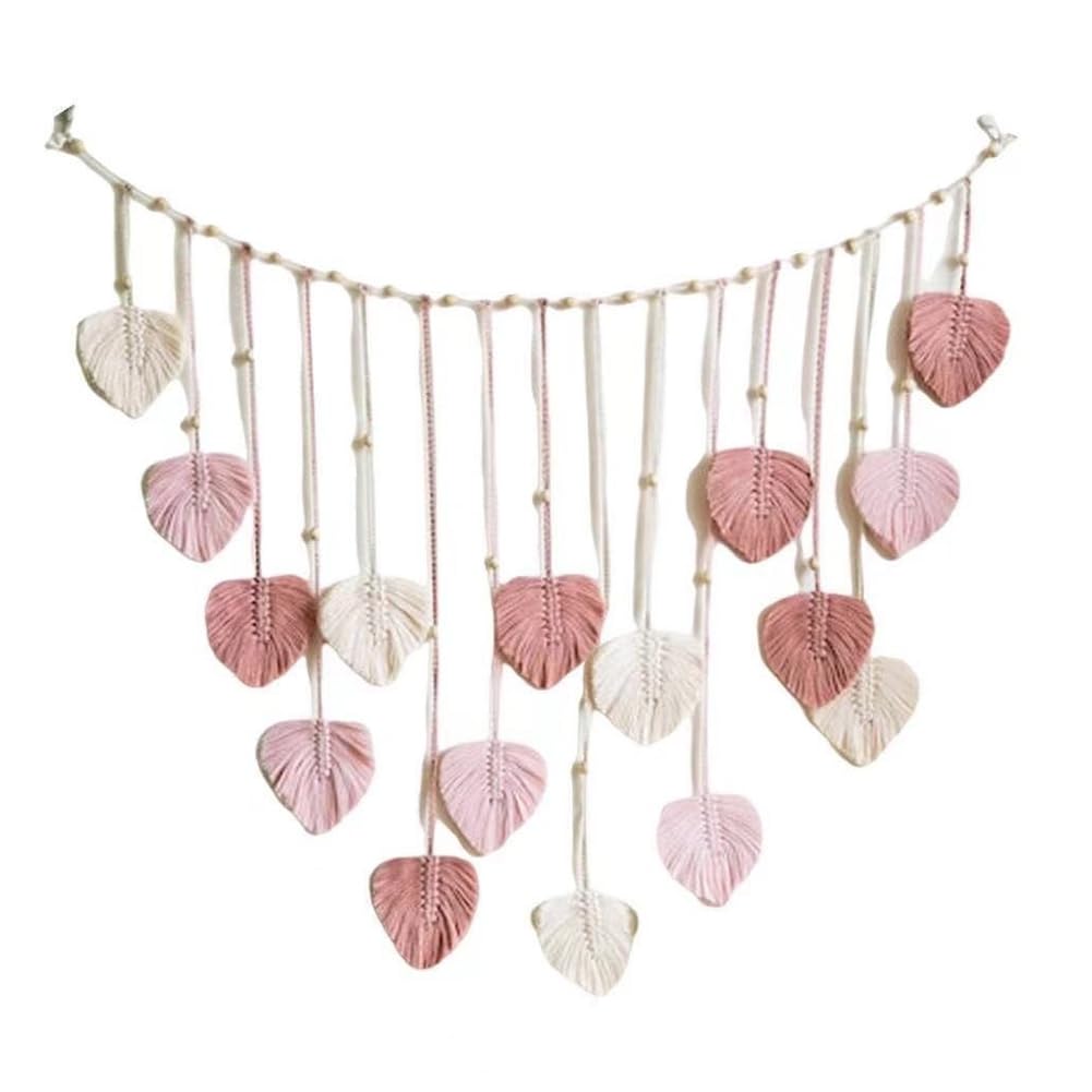 CTRLZS Woven Leaves Macrame Wall Hanging Ornament, Handmade Woven Art Wall Tapestry Home Decoration for Bedroom Living Room A