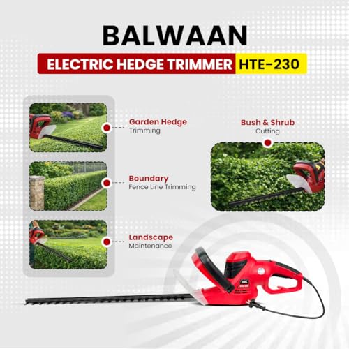 Image of Balwaan Krishi Electric Hedge Trimmer | 16-Inch Blade | HTE-230 | Size | Powerful 700W Motor, Low Noise & Lightweight Design | Garden Hedge Cutter for Bushes, Shrubs & Lawn Trimming
