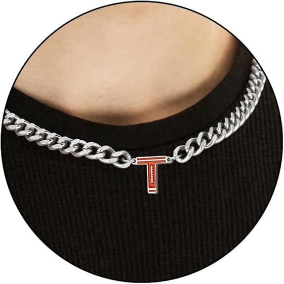 Football Necklaces for Boys Stainless Steel Initial Necklace with Letter A-Z 6.5mm Cuban Chain Gifts for Him Boys Men Teens 16+2 Inches