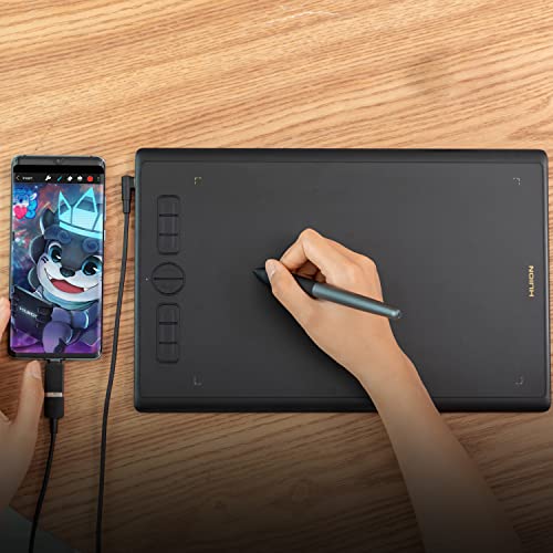 Image of HUION Inspiroy H610X 10x6 inch Drawing Tablet 8192 Pen Pressure | Battery-Free Stylus, Tilt, 8 Hot Keys, Work with Windows /Mac /Android /Linux, for Professional Drawing, Design, Art, Teaching
