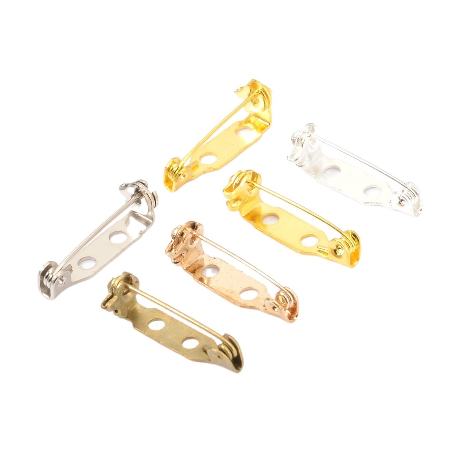 Spille vuote da 20 Pezzi for la creazione di Gioielli Fai-da-Te | Perni con base a clip in metallo con retro piatto e blocco sicuro for forniture artigianali