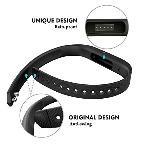 Image of Compatible with Fitbit Flex 2 Bands, Adjustable Replacement Sports Classic Silicon Bracelet Wristband, Black Accessories with Fastener Clasp Strap, Large