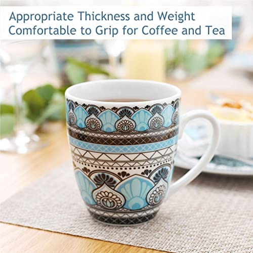 Veweet, Series Audrie, 16-Piece Porcelain Dinnerware Set With Patterned Floral, Boho Dinner Set For 4,Including Dinner Plates, Dessert Plates, Cereal Bowls, Mug, Microwave & Dishwasher Safe #TOP4