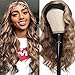 YUPEWG Highlight Blonde Mix Brown Wavy Synthetic Wigs For Black Women