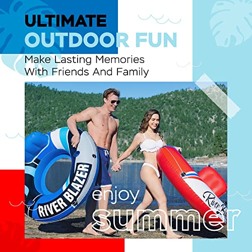 Sunlite Sports River Raft Inflatable 53 Inch, Water Float To Lounge Above Lake And River, Outdoor Water Tube Sport Fun, Recreational Use, Two Grip Handles, Cup Holder, Grab Rope (Americana) #TOP1