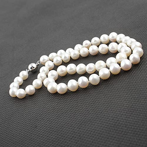AA Grade 8-9mm White Freshwater Cultured Pearl Necklace for Women, Real Pearl Strand Necklaces2