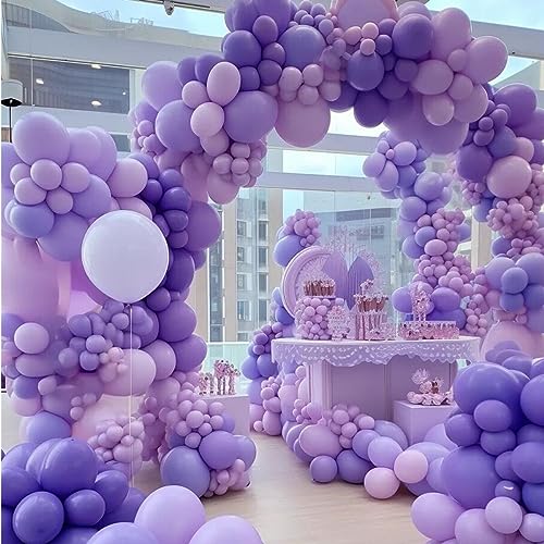 Image of 412pcs Purple Balloons 18 12 10 5 Inch Purple Balloon Garland Arch Kit Different Sizes Matte Latex Balloons for Baby Shower Birthday Wedding Party Decorations
