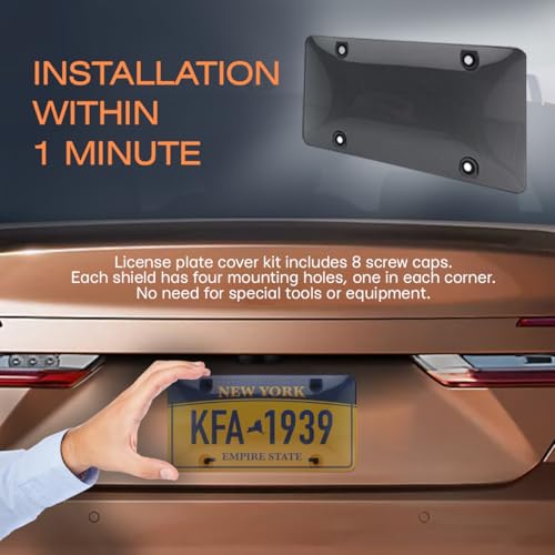 image for VY VINUVIY 2 Pack Not Transparent License Plate Cover, Car Front and R