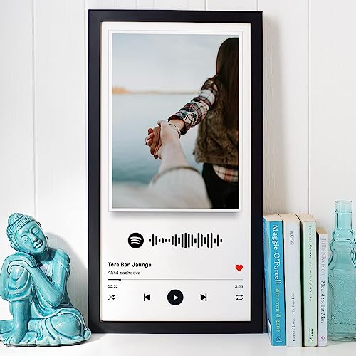 Image of Ritwika's Personalized Desk Photo Frame With Customizable Spotify Song And Photo Of Your Choice | Custom Picture Plaque For Your Loved Ones (Wall Spotify 7.5 x 13.5 Inch), Synthetic Wood, Set of 1