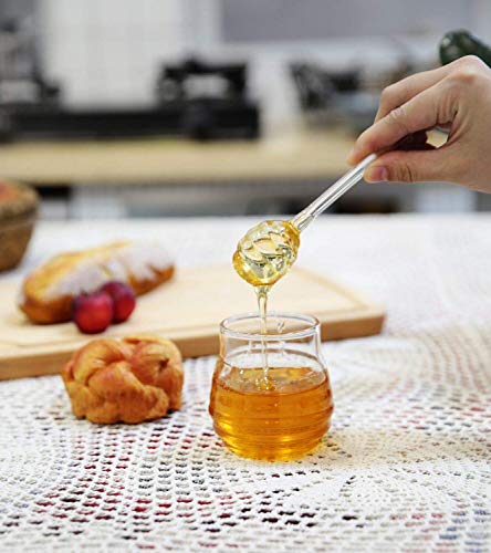 Mkouo Glas honigtopf mit Honigbehälter Honig Löffel Zum Servieren von Honig und Sirup, 9 Ounces (265ml) – Bild 5