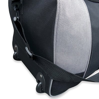 Travelers Club 32-Inch Compactable Rolling Duffel with Roomy Side Pockets, Folds Easily for Storage, Made of 1,200 Denier Polyester for Durability, Black/Gray